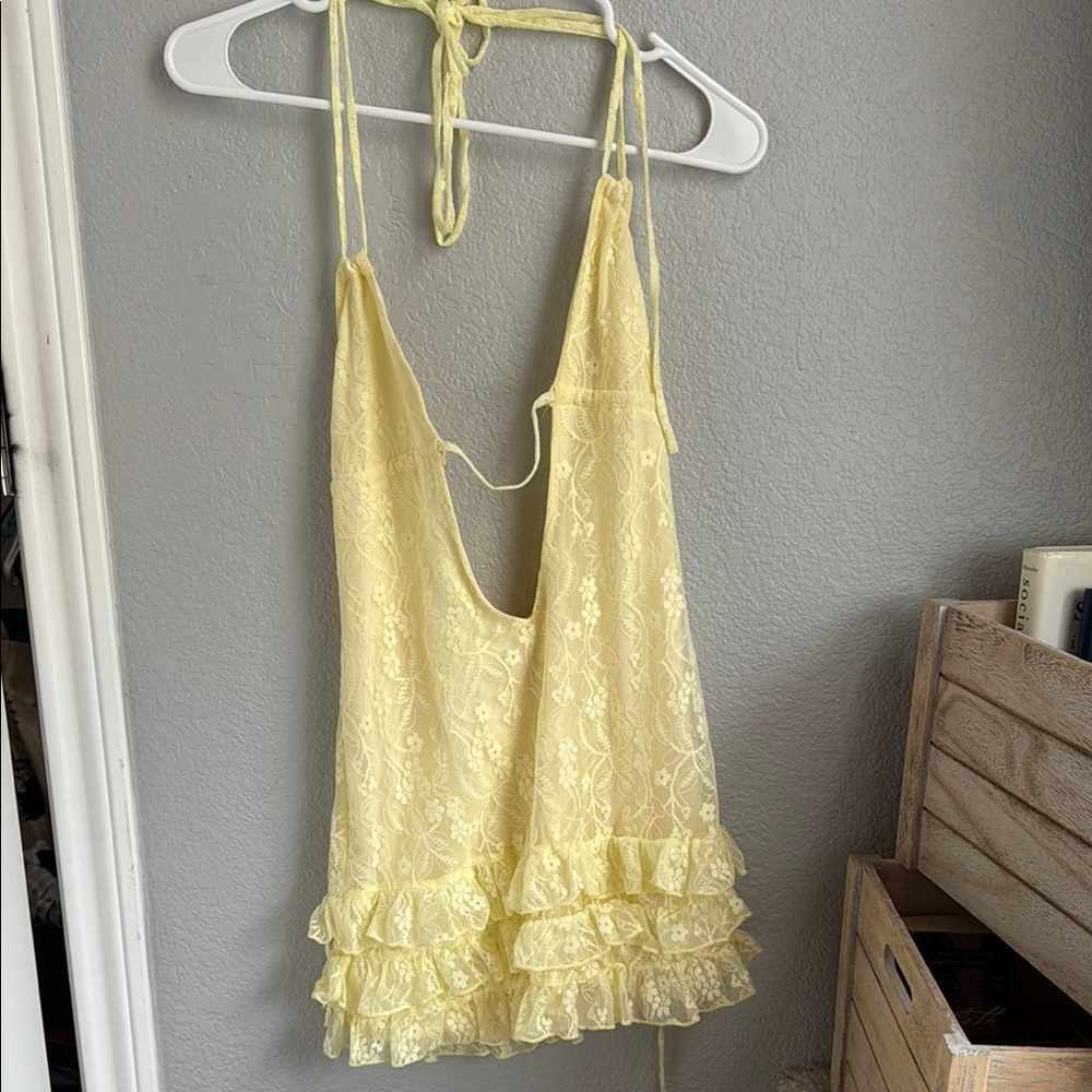 Edikted Yellow Lace Dress